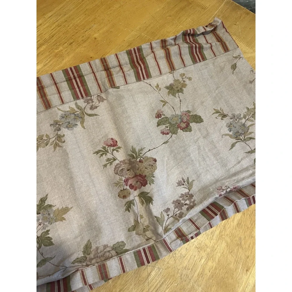 Vtg Ralph Lauren‎ Rose Floral Valance Cotton ROSE PINK Bluebells striped 60x15